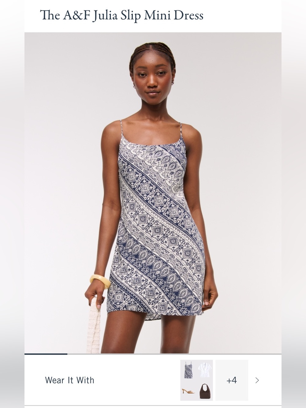 A&F Julia Navy & White Paisley Slip Mini Dress size XS